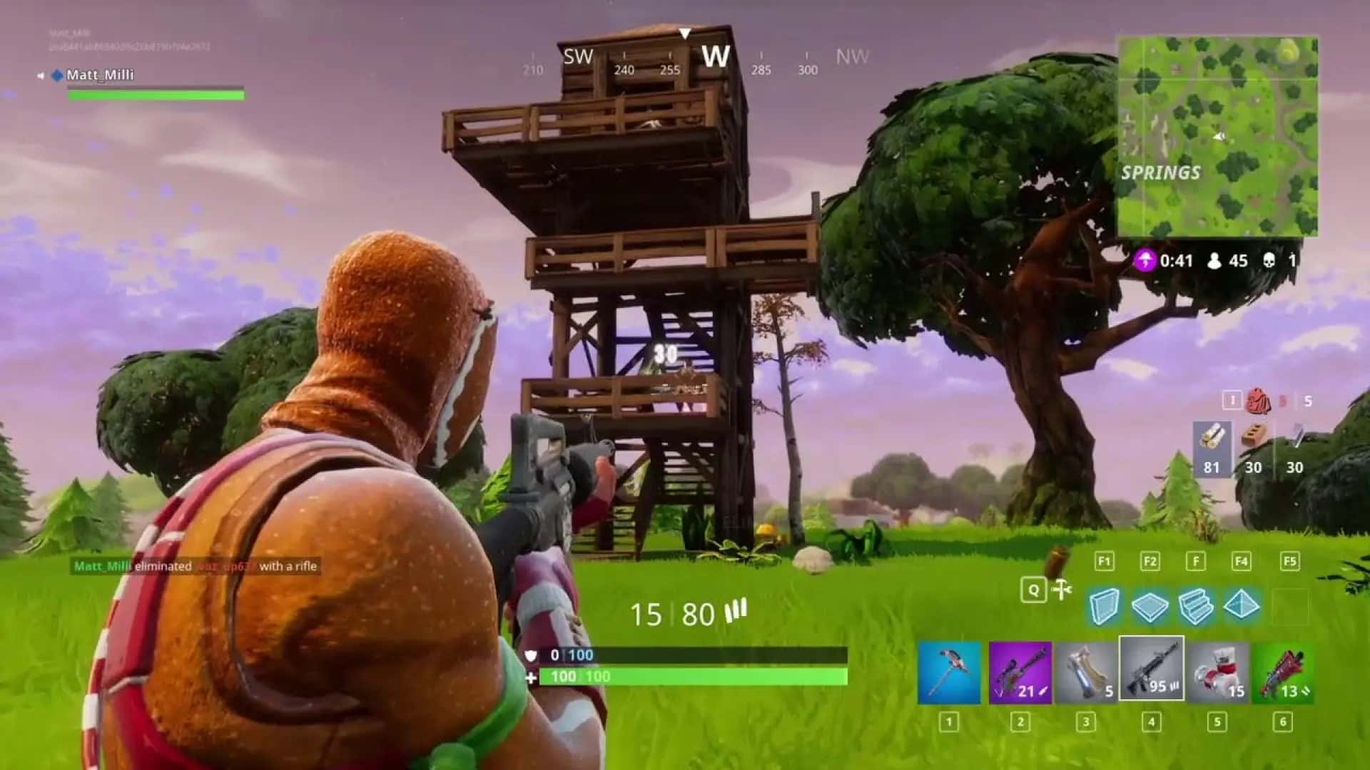 Schermata di gioco di Fortnite